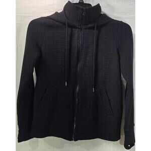 Active Life Women's Black Ribbed Zip-Up Hoodie Size Small